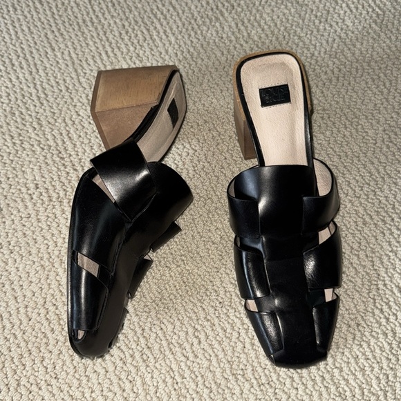 Louise et Cie Fisherman Black leather Mules Size 10 - Picture 2 of 7